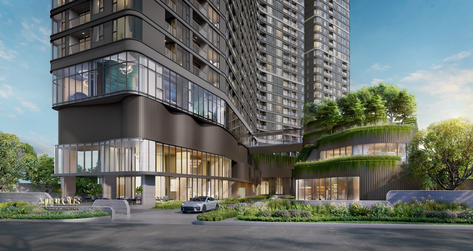 Developer visualization of the Aquarous Jomtien main entrance