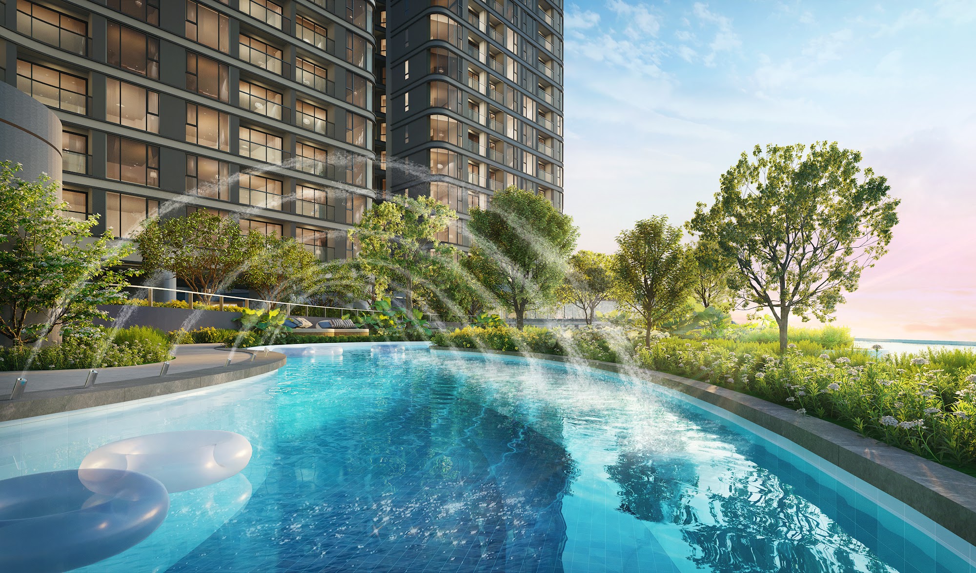 Developer visualization of the Aquarous Jomtien pool facilities