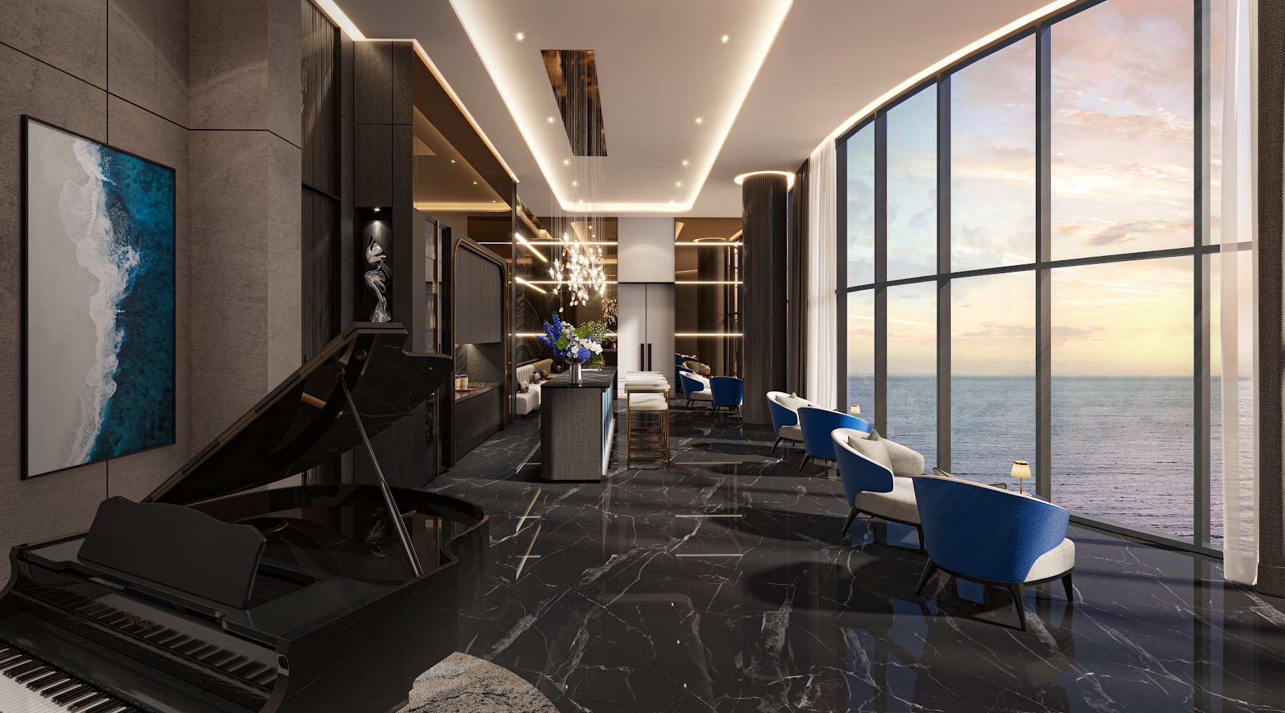 Developer visualization of the Aquarous Jomtien sky lounge