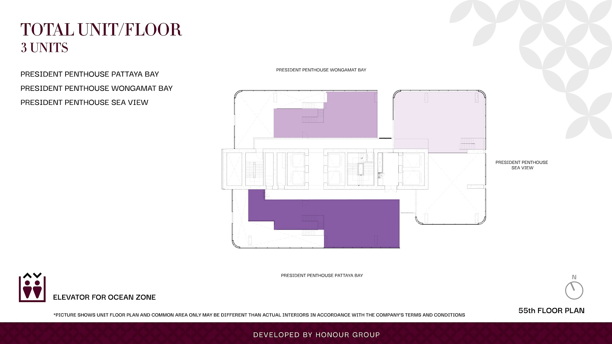 ONCE Wongamat penthouse floor plan supplied by the developer